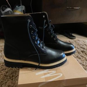 Miim black lace up booties